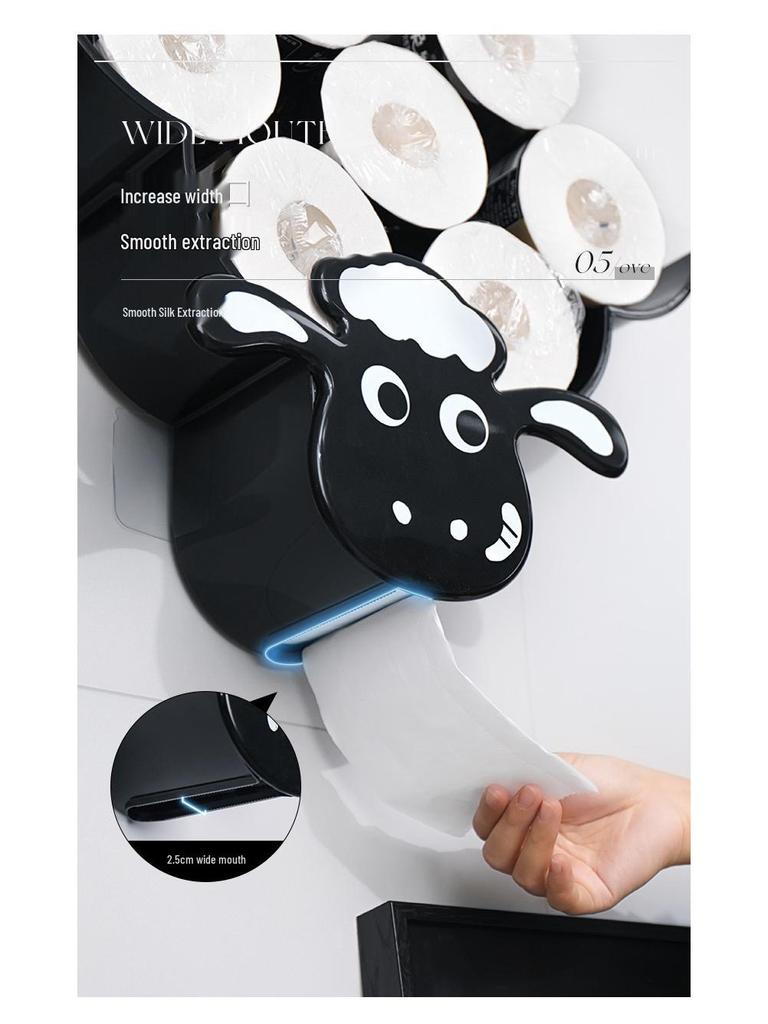 Wall-Mounted Sheep Tissue Holder - Creative Toilet Paper Storage Rack for Living Room and Bathroom