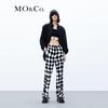 MO&Co. Chessboard Grid Velvet Drawstring High-Waist Casual Pants
