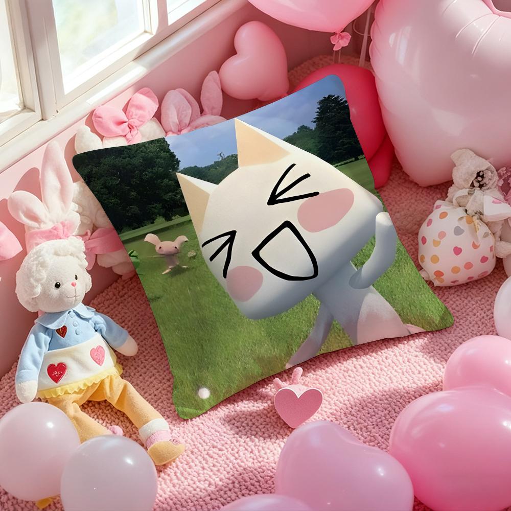 L-Lnoue T-Toro Cute Cushion Cover Pattern Printed Pillowcase for Living Room Sofa Cushion Cover & Bedroom Decor