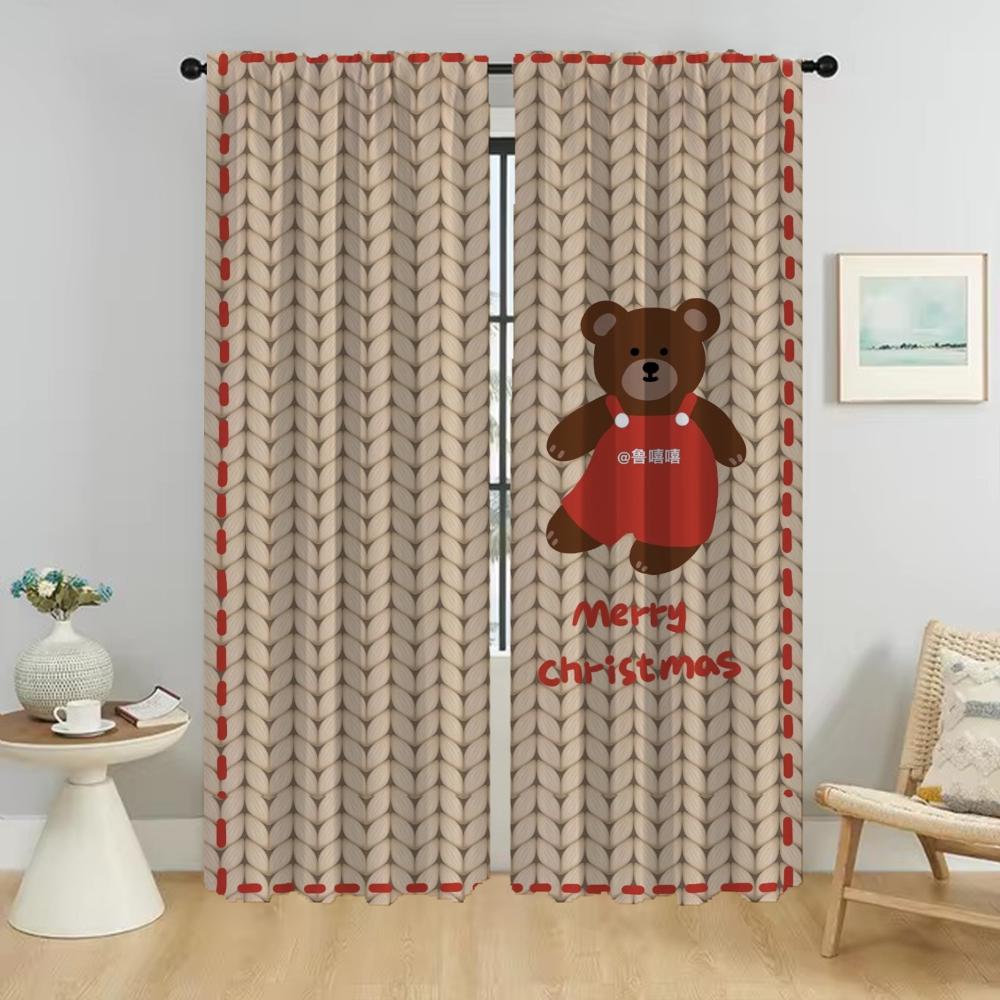 Christmas Blackout Curtains for Camera Shades Window Curtain for Room 2 Panel Partition Halloween Decoration Living Kitchen Home