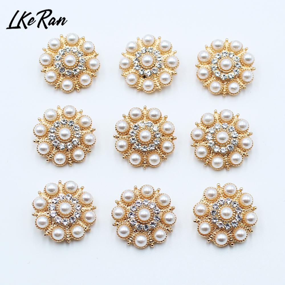 New 10Pcs 20MM Diamond Rhinestone Buttons Alloy Shank Base For DIY Sewing Accessories Handcraft Wedding Decorations