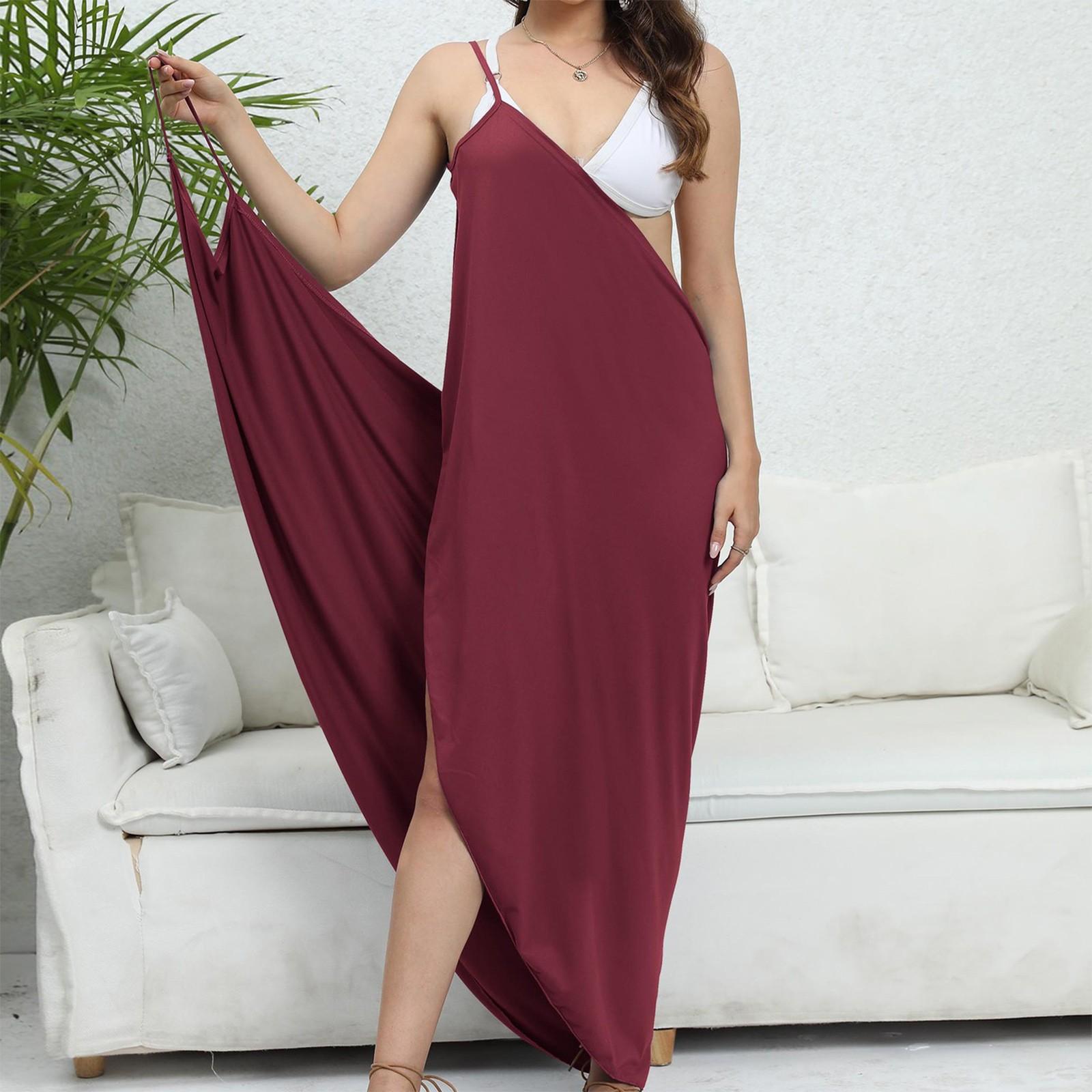 

Женская шаль, цельная пляжная юбка нестандартной формы, универсальное однотонное платье на подтяжках One Size винный