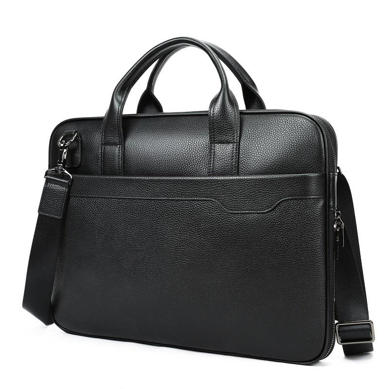 New Leather Men s High-end Business Bag 15 Inch Laptop Portable Briefcase Travel Commuting чёрный