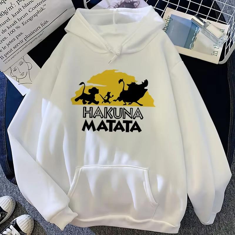 Hakuna Matata Funny Cartoon Simba Cute Anime Hoodie Women Harajuku Lion King Kawaii Manga Sweatshirt Graphic Hoodie Men
