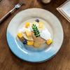Creative Color Matching Plate Ceramic Plate Light Plate Tableware Round Large Plate Retro Style Household Dish Dessert Plate