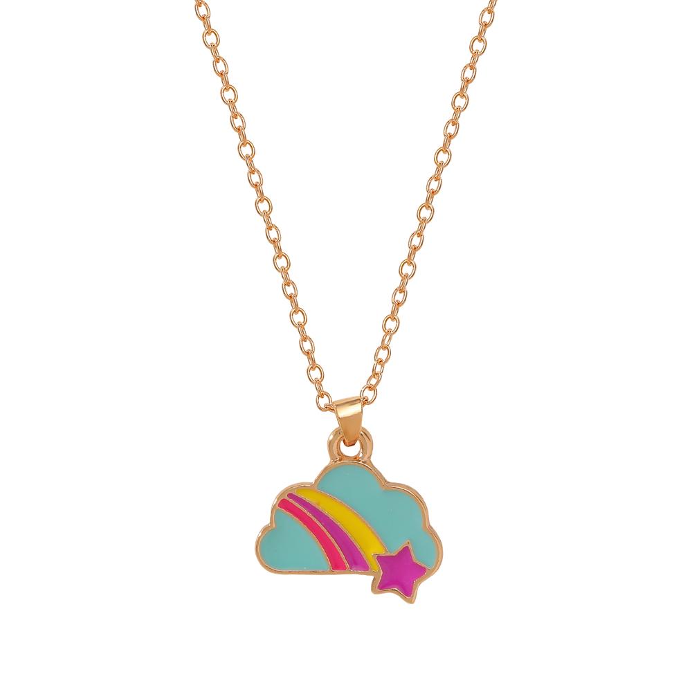 Small Pendant Jewelry Candy Ice Cream Rainbow Cloud Star Heart Flower BFF Joy Babe Charm Necklace Choker For Kids Girls Boy Gift