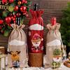 Weihnachtsfeier Dekorationsset 4 Stück Wiederverwendbarkeit Weihnachtsmann Flaschenhüllen für Festival Tischdekoration Haus Bar Zubehör