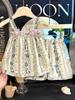 2026 New Korean Style Floral Princess Spaghetti Strap Two-Piece Summer Set for Girls