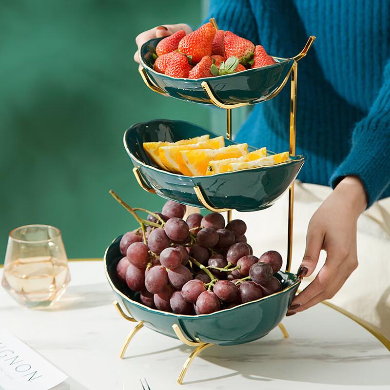 

Light Luxury 3-Tier Ceramic & Iron Dessert Fruit Stand