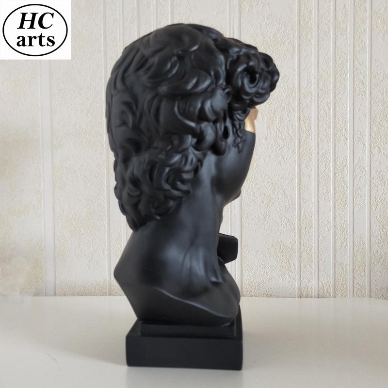 28cm Blindfolded David Resin Art Head, Plaster-Style European Desktop Sculpture Ornament