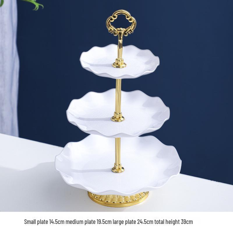Luxusní vícepatrový stojan na ovoce a občerstvení: Třípatrový držák na dezerty a cukroví do obývacího pokoje