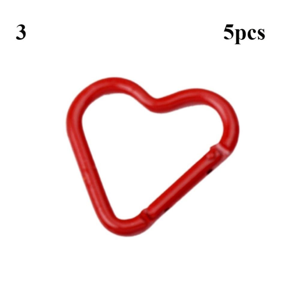 5pcs Heart Shape Carabiner Multicolors Bag Belt Buckle New Heart Push Trigger Purses Handbags