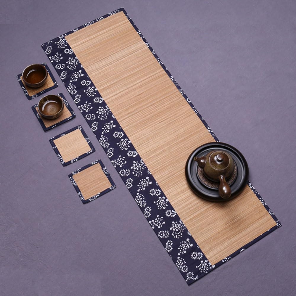 Natiform Set of 4 Bamboo Coasters, Stylish and Lightweight, with Insulation Pads and Non-Slip Mats