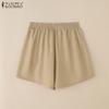 ZANZEA Women Summer Elastic Waist Loose Casual Short Pants