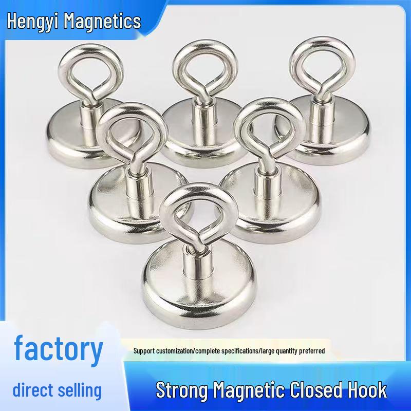 Neodymium Iron Boron Strong Magnetic Hook with No-Drill Stainless Steel Eye