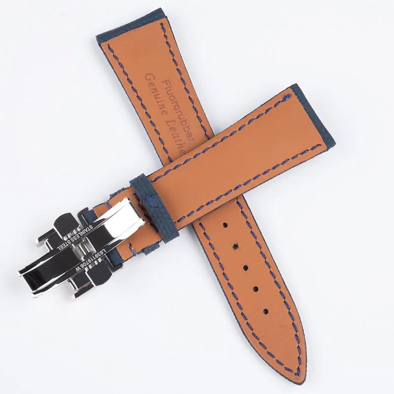 19mm 20mm 21mm 22mm Woven FKM Watchband Fluororubber Belt with Back Leather Watch Strap for Longines L2 L3 L4 Masters COLLECTION