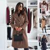 2024 Autumn/Winter Women's Solid Color Double-Breasted Wool Coat with Tie