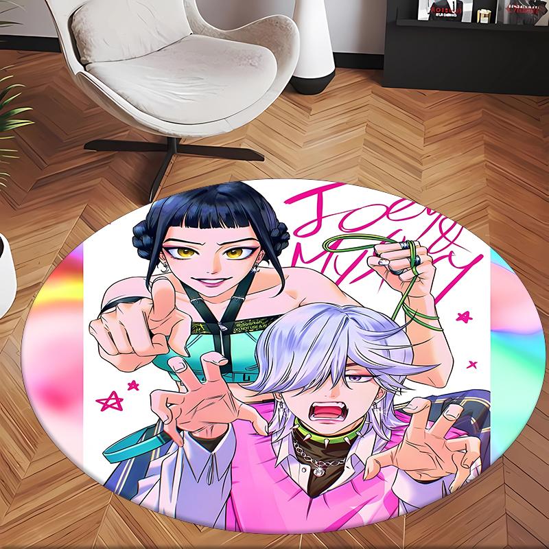 Kpop Demon Hunters (19) Round Office Rug Decorative Floor Rug for Office Bedroom Living Room and Home Space