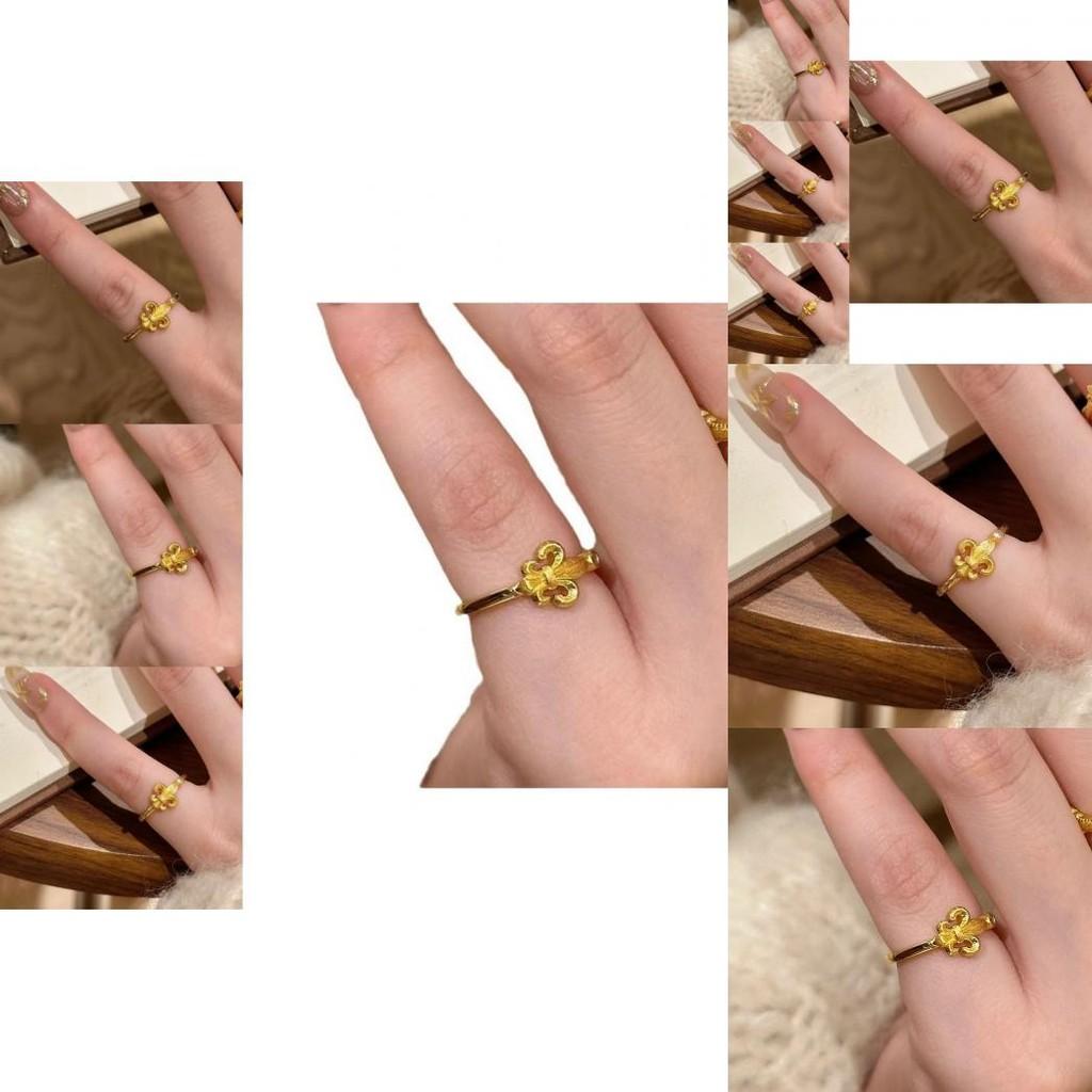High-quality Antique Gold Iris Flower Ring Unique Floral Design For Women
