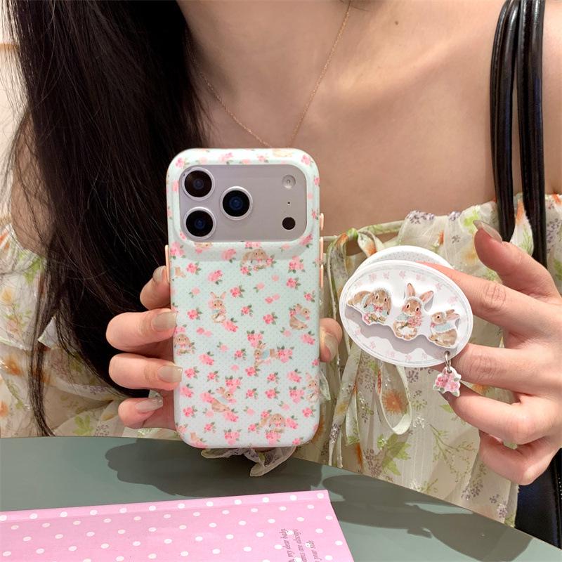 Magnetic Floral Rabbit Bracket for iPhone 17/16 Pro Max/15 Pro Case