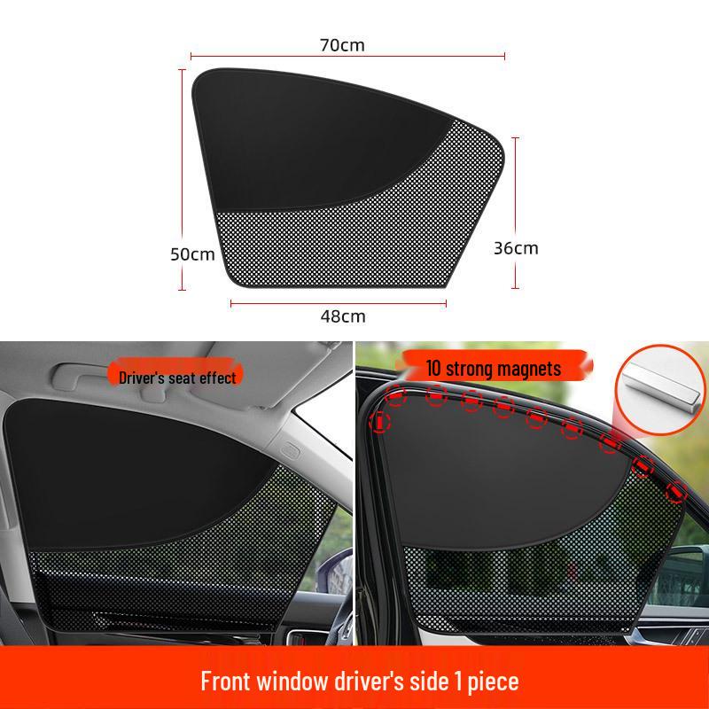 Magnetic Car Window Sun Shade & Privacy Curtain with Heat Insulation and Anti-Mosquito Net