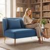 2 Seater Sofa, Linen-look Fabric Small Sofa with Wing Back, Thick Seat, Metal Legs, Dark Blue