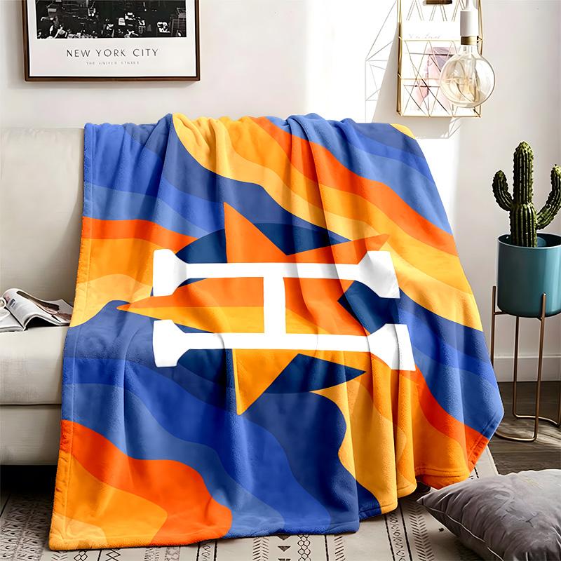 Houston Astros Theme Personalized Outdoor Flannel Blankets Soft And Suitable For All Seasons Perfect For Sofas Beds And Camping