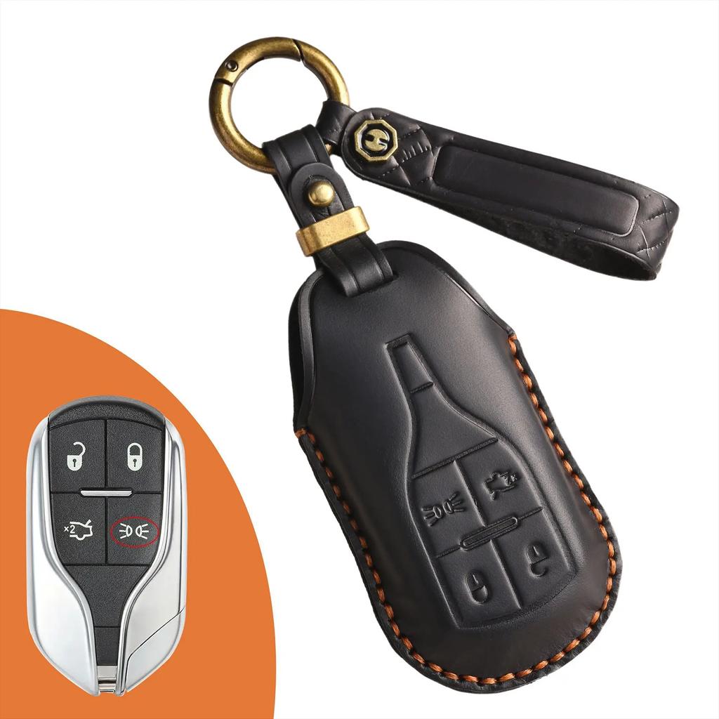 For Maserati High-grade Leather Car Key Cover Levante Quattroporte Ghibli Specialized