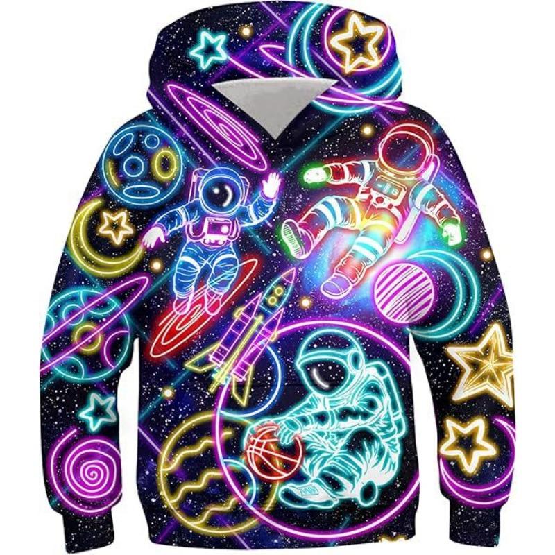 Podzimní Barevný Kreativní Vzor 3D Tištěné Mikiny Módní Ležérní Sportovní Dlouhý Rukáv Dětské Chlapecké Mikiny s Kapucí