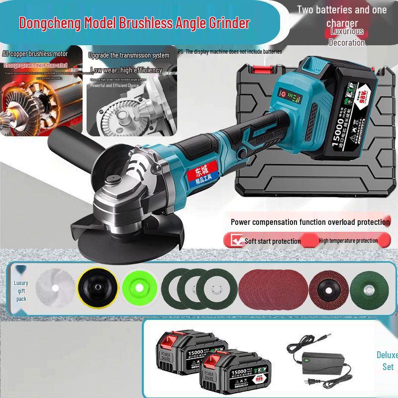 Brushless Electric Drill & Angle Grinder - Lithium Battery Rechargeable, Multifunctional Hand Grinder for Cutting and Grinding.