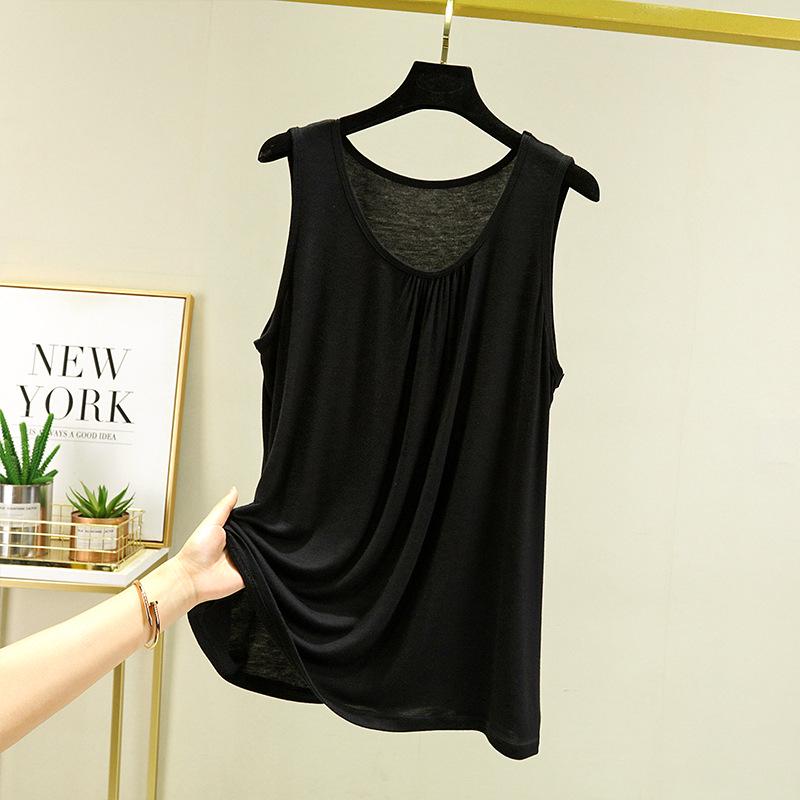 

Модальная женская летняя майка без рукавов - Свободный крой, Легкая, Топы больших размеров для дома и улицы Medium