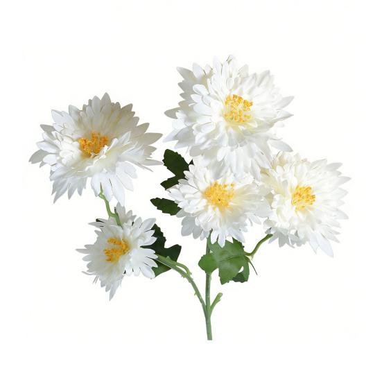 5 Heads Artificial Chrysanthemums Flowers Fake Mums Flower Bouquets with Stem Faux Silk Floral Arrangements for Vase DIY Wedding Centerpiece