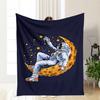 Astronaut on Moon Blanket - Soft Cozy Throw with Stars Design, Perfect for Bedroom Decor, Unique Gift for Space Lovers