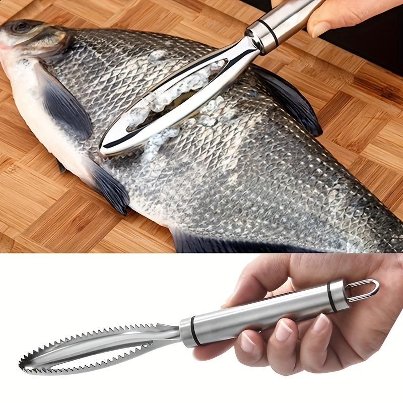 3-teiliges Edelstahl-Fischschuppenentferner-Set, Multifunktionale Fischschuppen-Reinigungsbürste und Schaber für schnelles Schuppen