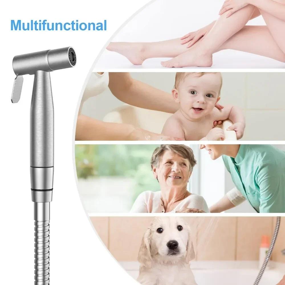 Sprayer Bidet for Toilet Hand Held Stainless Steel Kit with Hose Adjustable Water Pressure Bidet Attachment Shower Spray