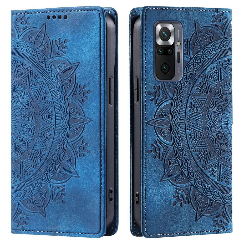 For Xiaomi Redmi Note 10 Pro 4G Mandala Embossed PU Leather Flip Wallet Case Magnetic Closure Cover