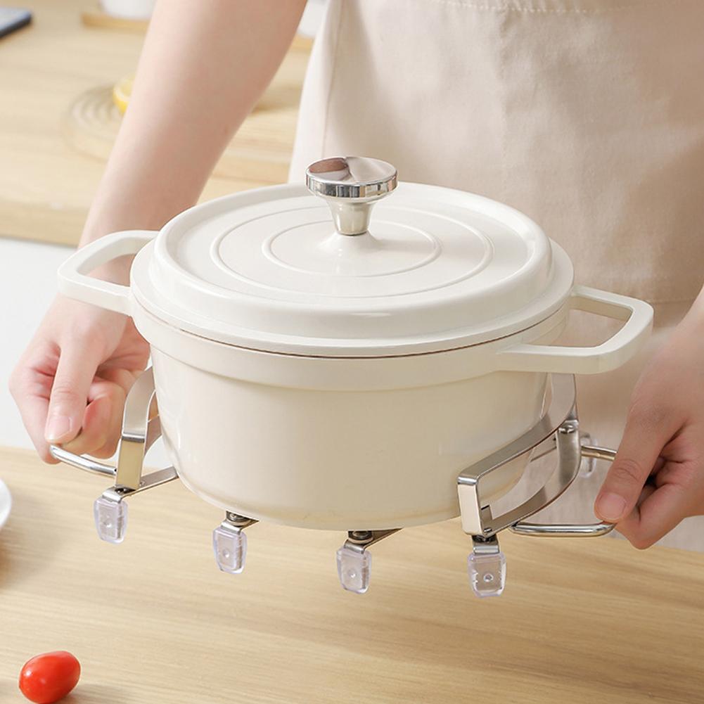 Hot Plate Holder Stainless Steel Expanding Pot Holder Resistant Mat Expanding Contracting Heat Easy Design Clean Trivet Non A8H0