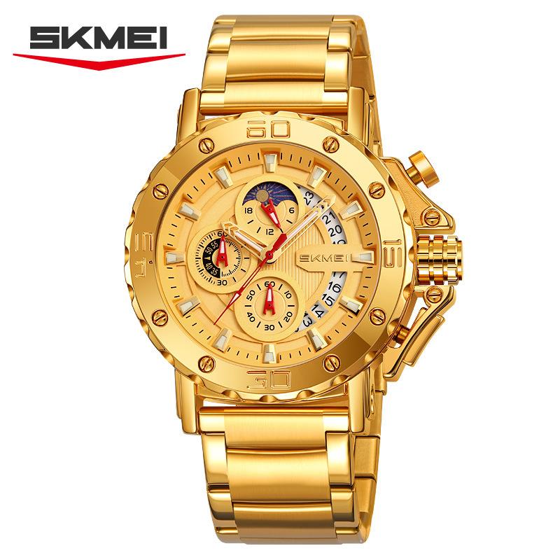 Skmei Watch for Men Top Brand Luxury Big Dial Stainless Steel Waterproof Chronograph Wristwatches with Date