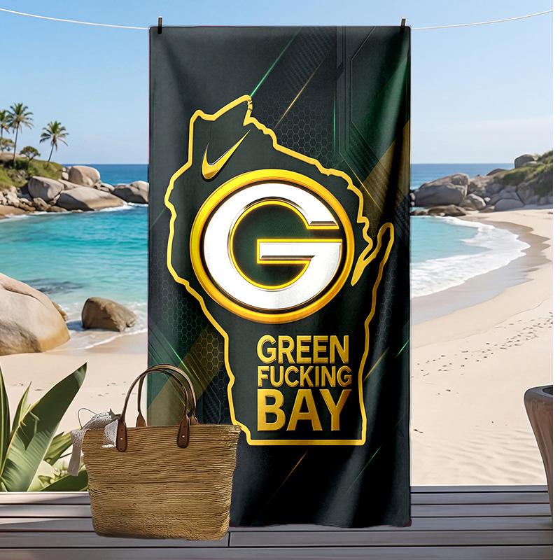 Asciugamano da Spiaggia Stampa Green Bay Packers Morbido Portatile Asciugatura Rapida?Asciugamano Asciutto Per Piscina Vacanza Estiva Sport all'Aperto