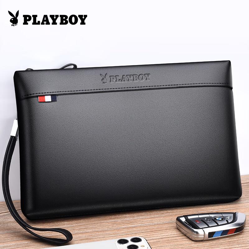 PLAYBOY Men's Clutch, Large Capacity, Soft Leather Wallet, Envelope Handbag