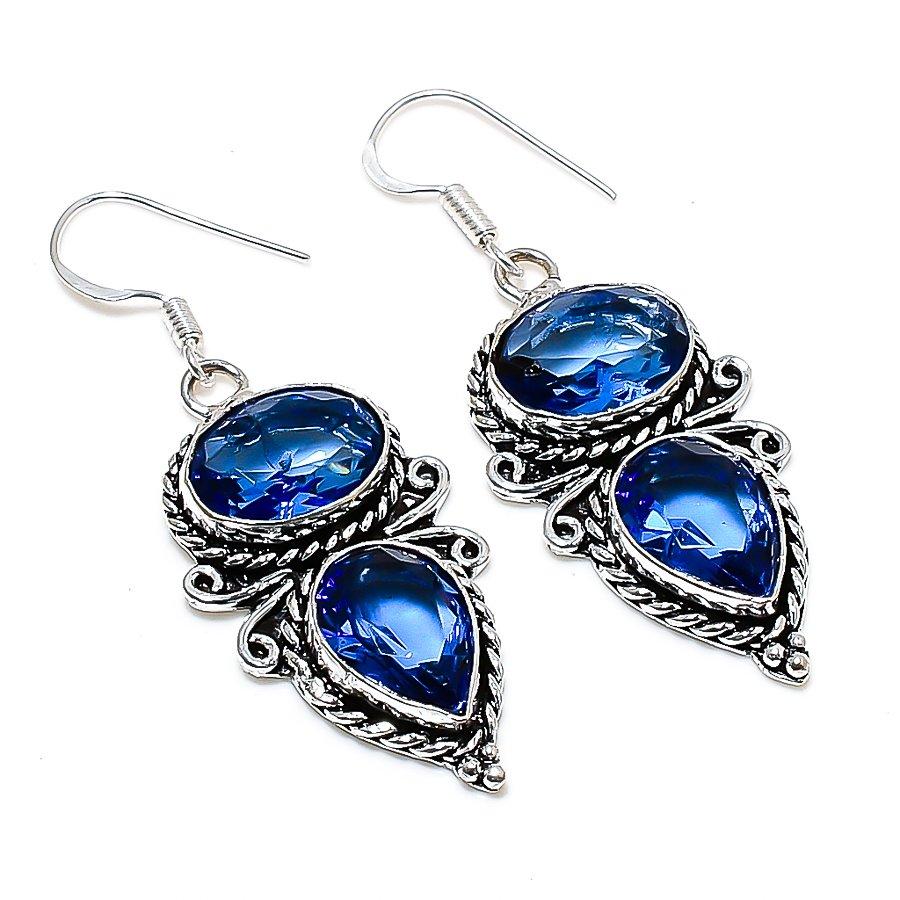 

Tanzanite Quartz Gemstone Handmade Ethnic Jewelry Earring 2.17 SR-10824