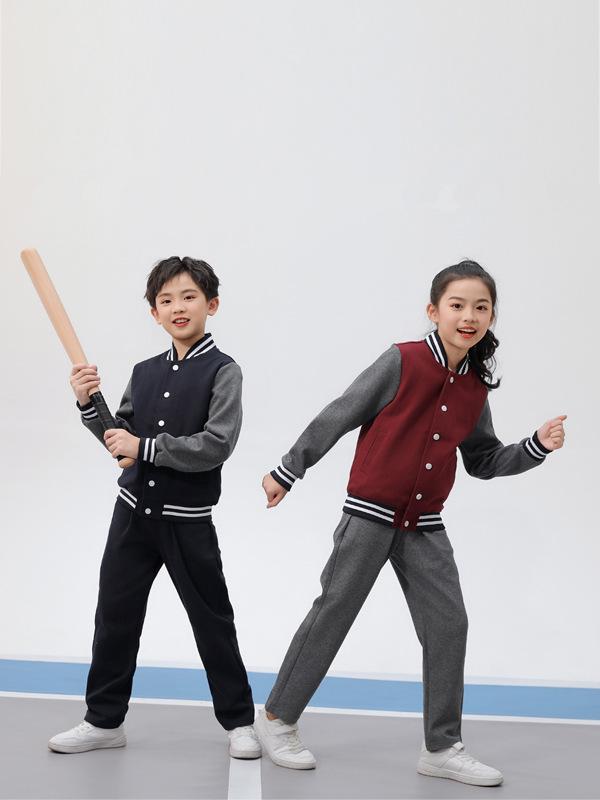 Unisex Navy Blue School Uniform Jacket & Pants Set, Perfect for Spring & Autumn
