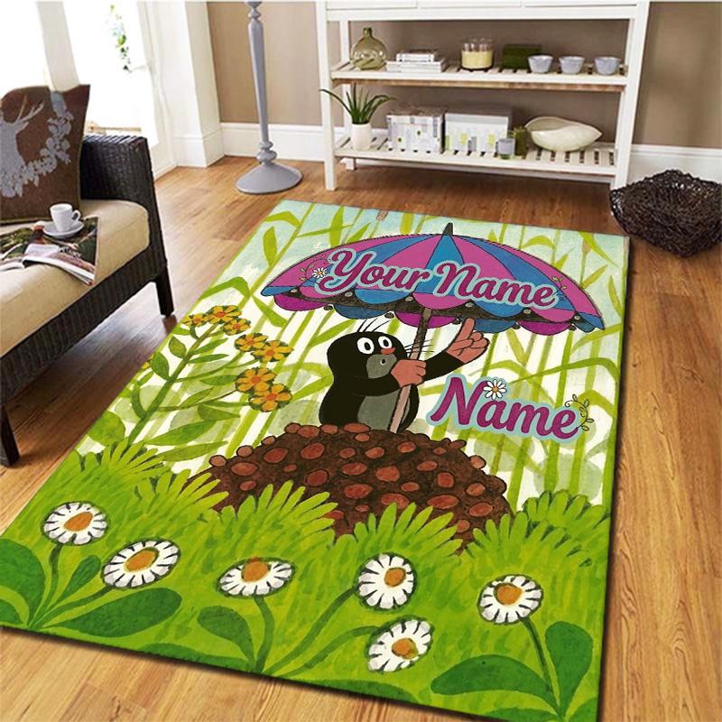 Animal Friends Garden Custom Name Carpet Rug For Living Room Bedroom Home Sofa Decoration Kids Play Nonslip Floor Mat