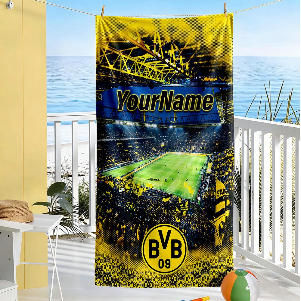 Borussia Dortmund Customized Name Beach Towel Super Soft Microfiber Quickdry Fabric Portable for SwimmingBeachCamping Travel Beach AccessoriesGym