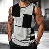 Canotta Uomo Retro Stampa 3D Quadri Righe Grafica Senza Maniche Girocollo Larga Streetwear Moda Estiva Canotte Casual