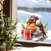 Window Clings for Glass Christmas Bird Static Clings, PVC Waterproof Decals with Santa Hat And Pattern Stickers Gift Box, Removable Holiday Home Door