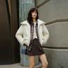 ELLE Fashionable Design Plaid Short Jacket With Drop Shoulder And 90% White Duck Down Women Outerwear EY52207