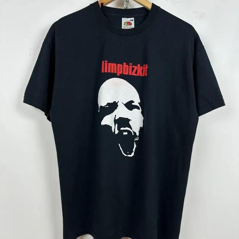 Vintage 90s Limp Bizkit Screaming Face Band Black T Shirt Reprint Kh719