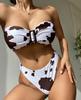 Women's Swimsuit Sexy Wrap Breast Print Split Swimsuit High Waist Thong Brazilian Bikini Beachwear Bathing Suits