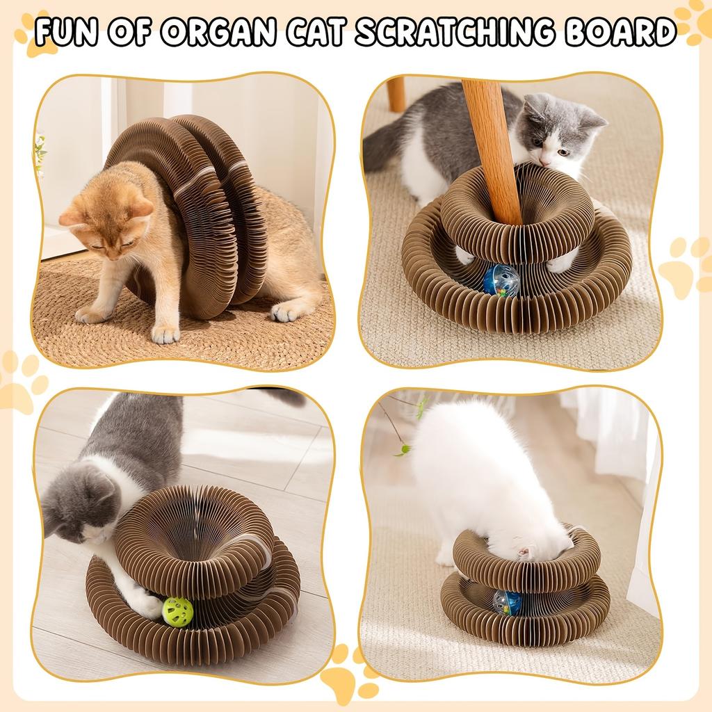 Magical Accordion Cat Scratching Board, Durable Indoor Interactive Pet Toy - Round Ball Track Magical Accordion Cat Scratching Board - Cat Toy